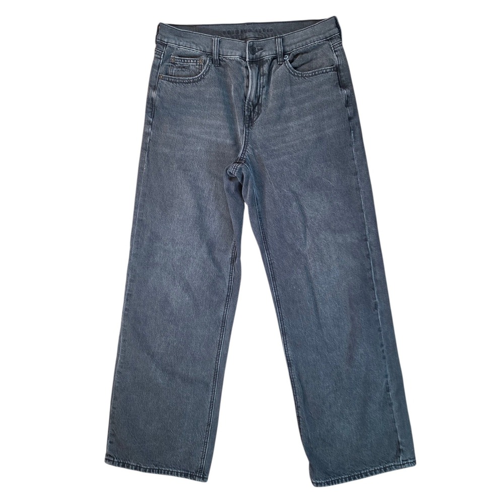 American Eagle Stovepipe Wide Leg Jeans Faded Black High‎ Rise Womens 4 Regular